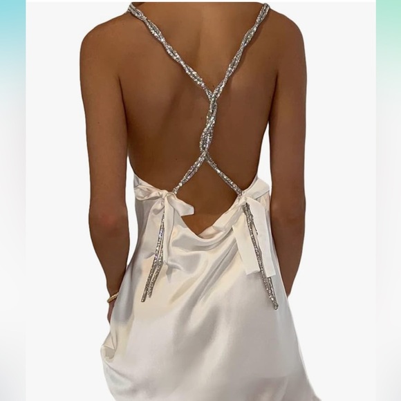 White rhinestone strap dress - Picture 2 of 6